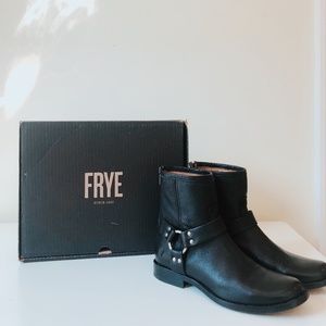 Frye "Portia" Harness Short Boot, Black Size 7.5